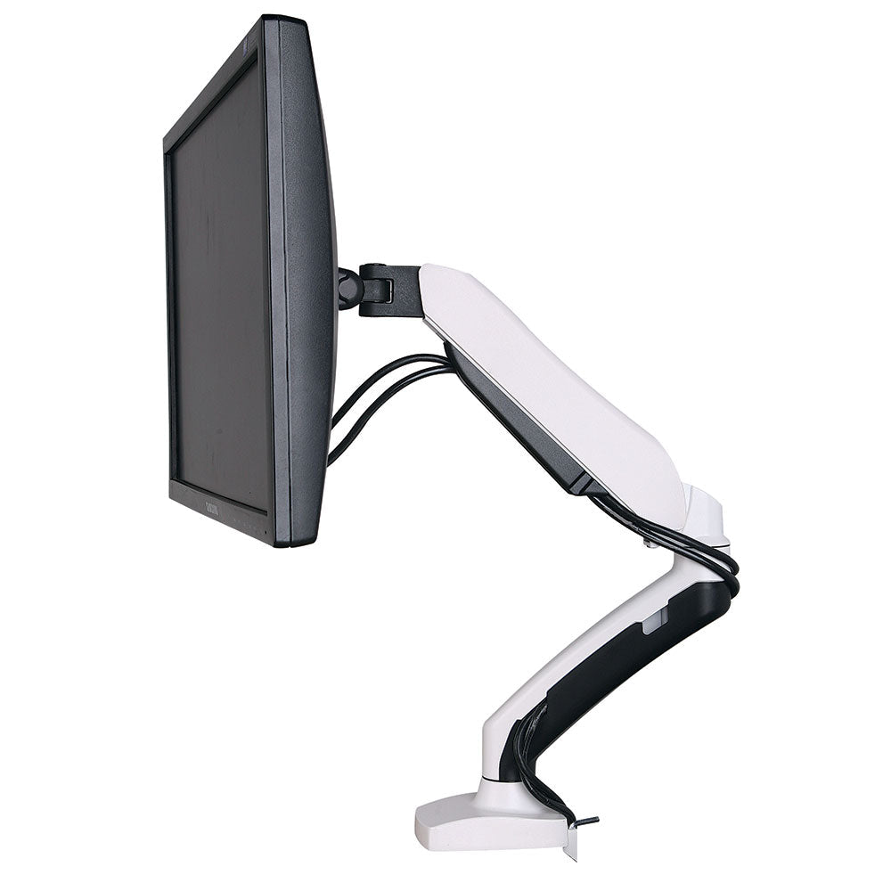 ninja gas lift monitor arm in white for height adjustable standing gaming desks