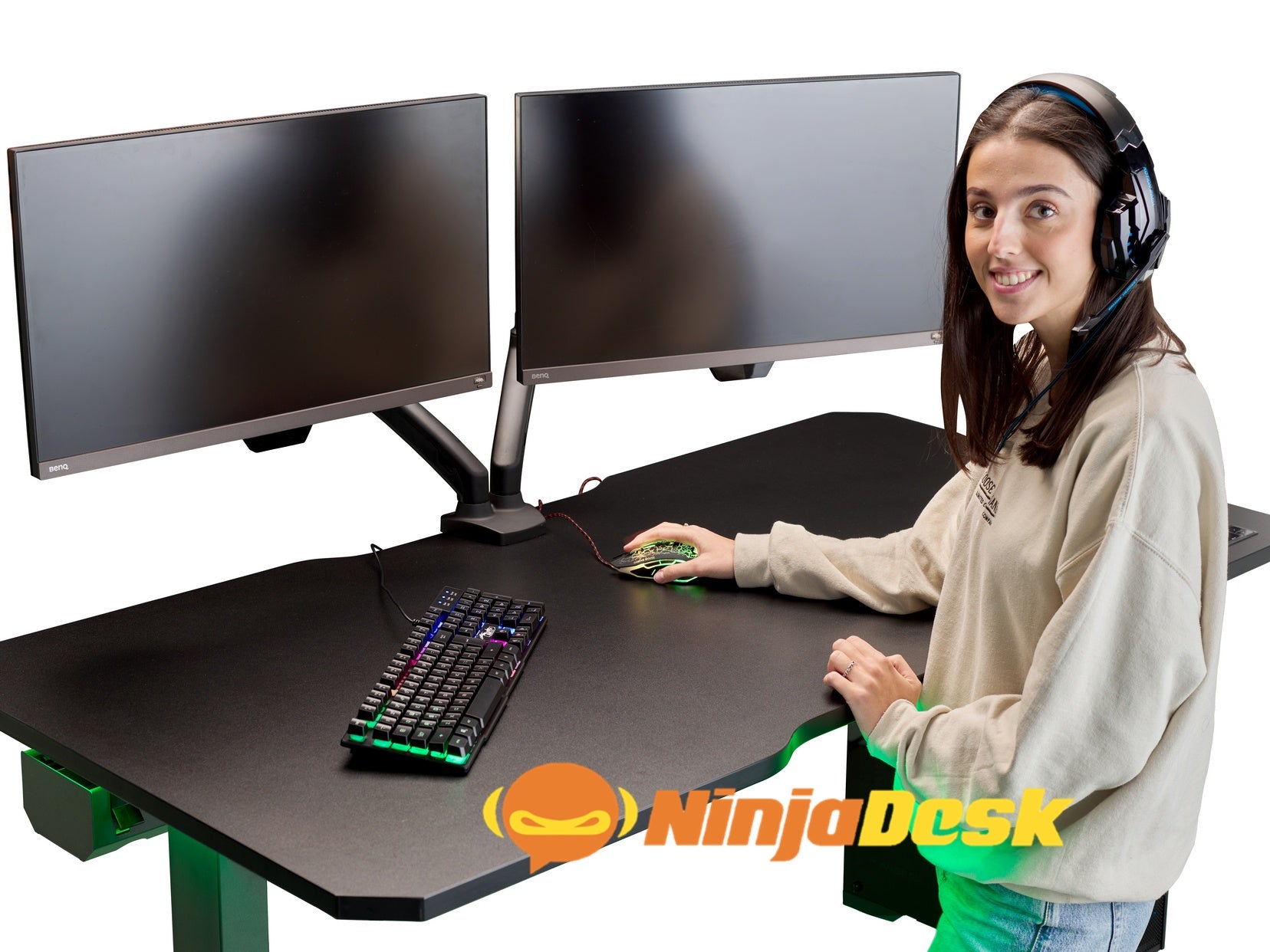 ninja professional standing gaming desk in use