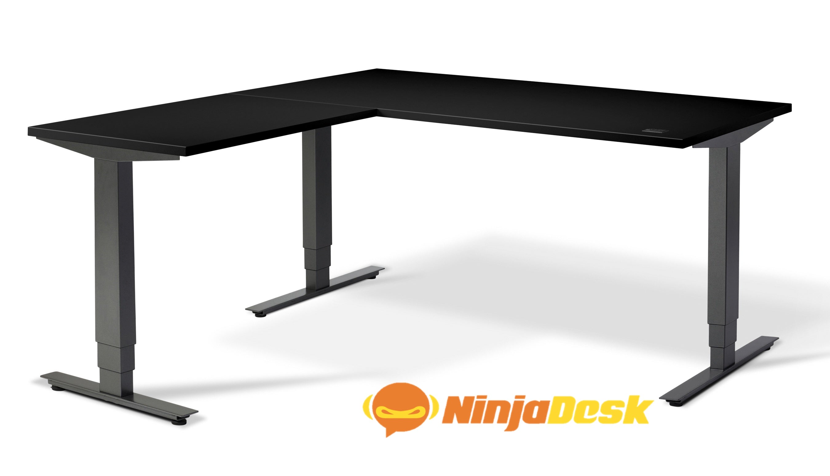 ninja conqueror height adjustable standing corner gaming desk